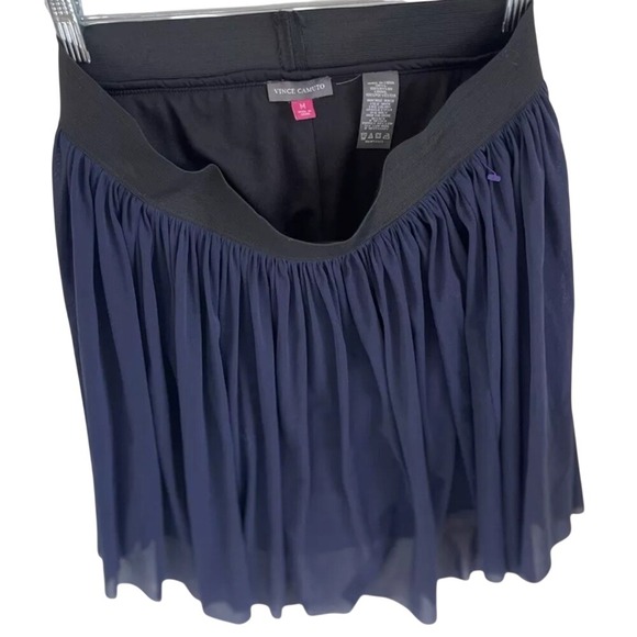 Vince Camuto Navy Blue Chiffon Pleated Tulle Midi Skirt Women's Size Medium - Picture 4 of 5
